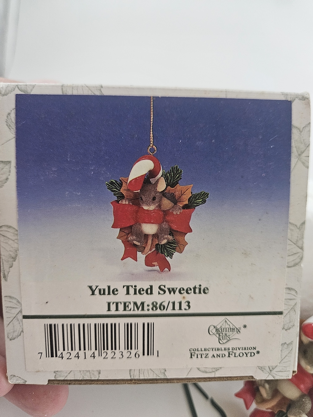 Charming Tails Yule Tied Sweetie Ornament by Fitz and Floyd 86/113 Dean Griff